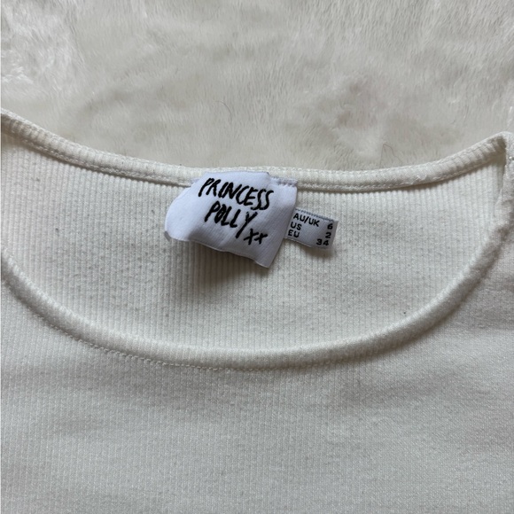Princess Polly Off-White Ribbed Crop Top - Picture 2 of 2